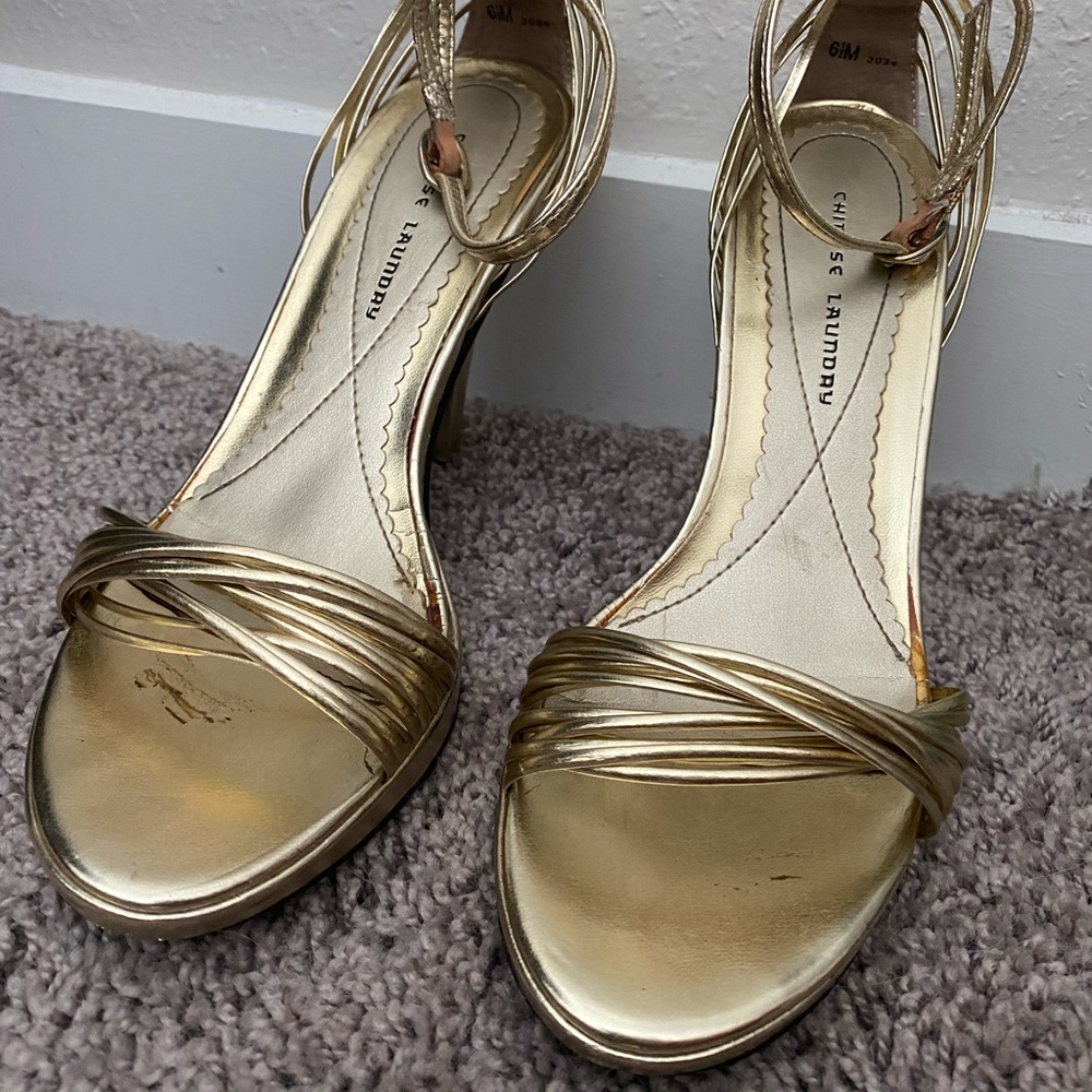 Gold/Brass Shimmer Chinese Laundry Heels - Size 6.5M